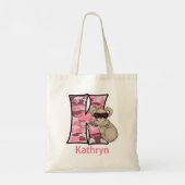 Tote Bag Monogramme K pour les filles Pink Koala Ours (Dos)