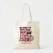 Tote Bag Monogramme K pour les filles Pink Koala Ours (Devant)
