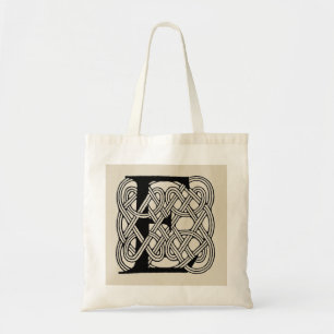Tote Bag Monogramme lettre E Impression vintage nœud celtiq