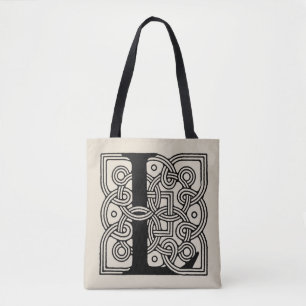 Tote Bag Monogramme lettre L Impression vintage nœud celtiq