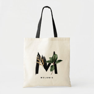 Tote Bag Monogramme Lettre M Demoiselle d'honneur Feuille