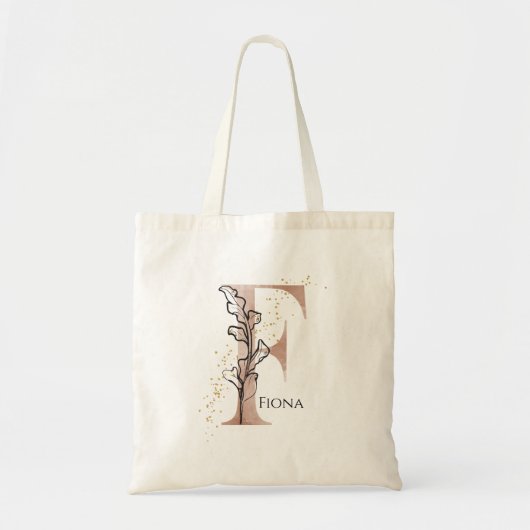 Tote Bag Monogramme Lettre moderne initiale F Boho Personna (Devant)