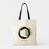 Tote Bag Monogramme Lettre O | Feuilles tropicales pour dem (Dos)