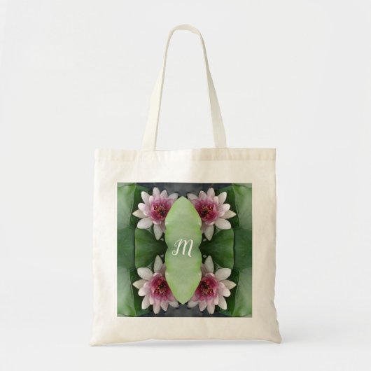 Tote Bag Monogramme Lotus Flowers Fourre-tout personnalisée (Devant)