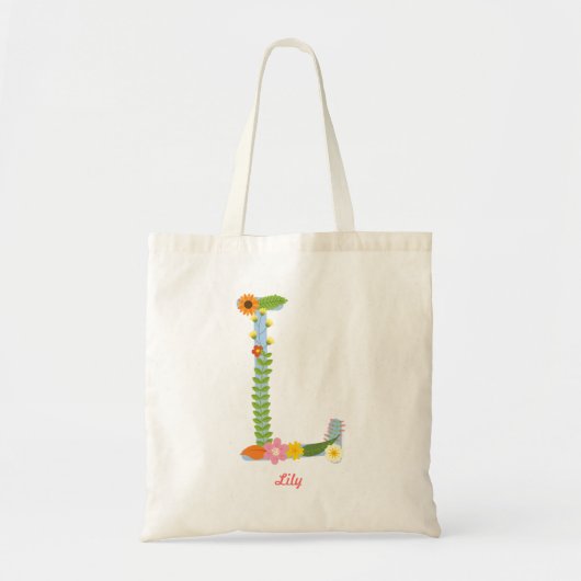 Tote Bag Monogramme lunatique rustique de fleur (l) (Devant)
