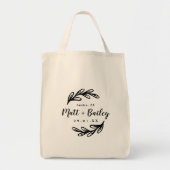 Tote Bag Monogramme Mariage de branche en gras (Devant)