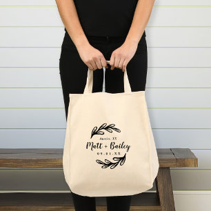 Tote Bag Monogramme Mariage de branche en gras