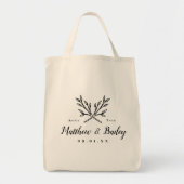 Tote Bag Monogramme Mariage de branches rustiques (Devant)