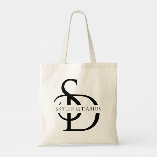 Tote Bag Monogramme Mariage Simple Personnalisé Avec Nom (Dos)
