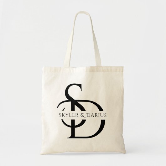 Tote Bag Monogramme Mariage Simple Personnalisé Avec Nom (Devant)