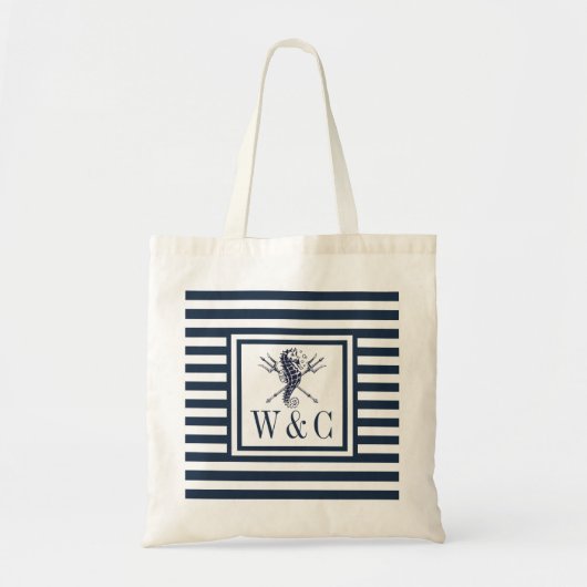 Tote Bag Monogramme marin Bleu de la marine marine (Devant)