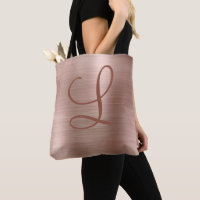 Monogramme métal brossé Chic Rose or initial
