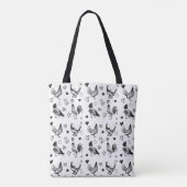 Tote Bag Monogramme mignon poulets de dessin en noir et bla (Dos)