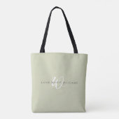Tote Bag Monogramme minimal vert sauge blanc (Dos)