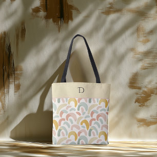 Tote Bag Monogramme Minimaliste Abstrait Pastel Personnalis