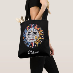 Tote Bag Monogramme minimaliste moderne de lune de soleil c