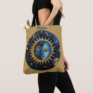 Tote Bag Monogramme minimaliste moderne de lune de soleil c