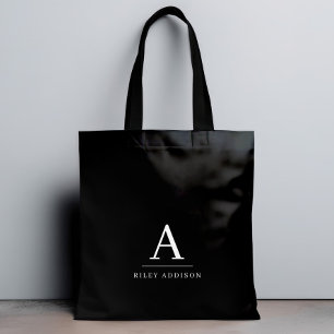 Tote Bag Monogramme minimaliste moderne noir et blanc