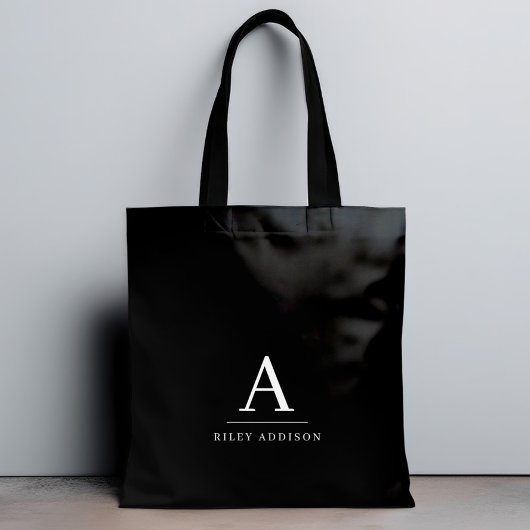 Tote Bag Monogramme minimaliste moderne noir et blanc