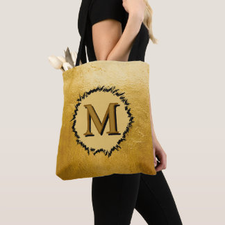 Tote Bag Monogramme minimaliste simple faux or noir