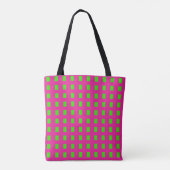 Tote Bag Monogramme moderne amusant rose chaud et vert (Dos)