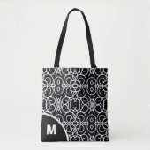 Tote Bag Monogramme Moderne avec Motif Boucle Géométrique (Devant)