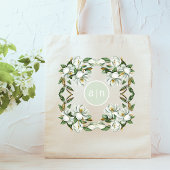 Tote Bag Monogramme moderne blanc Magnolia