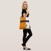 Tote Bag Monogramme Moderne Bloqué de Couleur Orange (Sur le modèle)