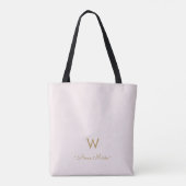 Tote Bag Monogramme moderne Blush Pink Gold Script (Dos)