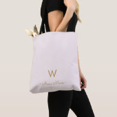 Tote Bag Monogramme moderne Blush Pink Gold Script (De près)