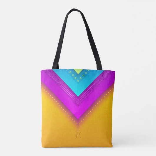 Tote Bag Monogramme moderne Boho géométrique chic (Dos)