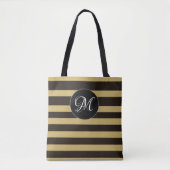 Tote Bag Monogramme moderne Brown Motif rayé (Devant)