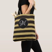 Tote Bag Monogramme moderne Brown Motif rayé (De près)