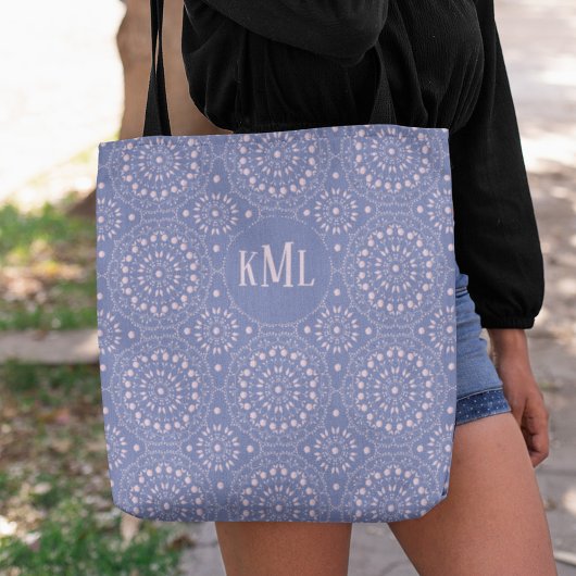 Tote Bag Monogramme Moderne Design rose et violet