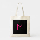 Tote Bag Monogramme moderne éditable rose et noir (Dos)