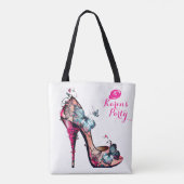 Tote Bag Monogramme moderne élégant Papillon haut talon (Dos)