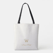 Tote Bag Monogramme Moderne en Or à l'Écriture Script (Dos)