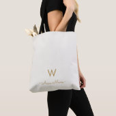 Tote Bag Monogramme Moderne en Or à l'Écriture Script (De près)