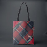 Tote Bag Monogramme moderne et classique rouge et bleu plai<br><div class="desc">Sophistiqué et classe,  ce sac fourre-tout plaid rouge et bleu avec un monogramme est le cadeau de jour de vacances,  d'anniversaire ou de la mère idéal. Une partie d'une collection de Parcel Studios.</div>