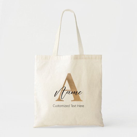 Tote Bag Monogramme moderne Initiale A & Nom Personnalisé (Devant)