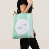 Tote Bag Monogramme Moderne Monnaie Vert Modèle rayé (De près)