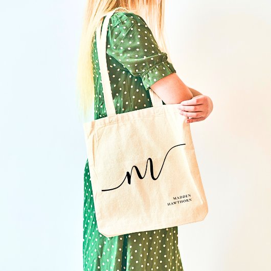 Tote Bag Monogramme moderne Monographie de script Calligrap