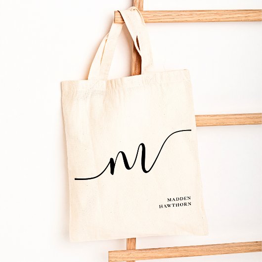 Tote Bag Monogramme moderne Monographie de script Calligrap