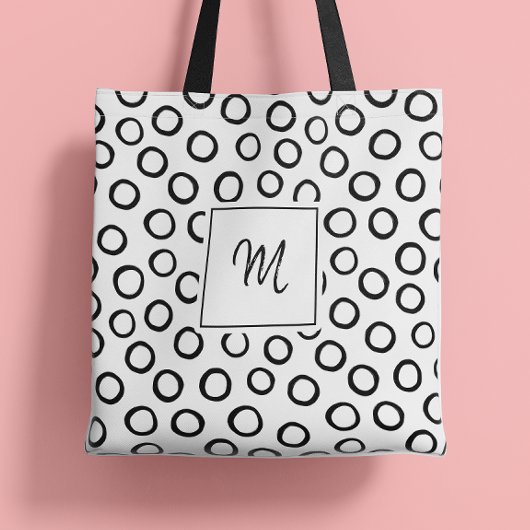 Tote Bag Monogramme moderne noir blanc