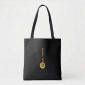 Tote Bag Monogramme moderne noir & or élégant personnalisé (Devant)
