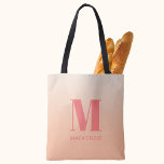 Tote Bag Monogramme moderne Nom initial Peach Gradient<br><div class="desc">La typographie moderne minimaliste monogramme design de nom initial qui peut être modifié pour personnaliser sur un arrière - plan de gradient de pêche.</div>