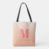 Tote Bag Monogramme moderne Nom initial Peach Gradient (Dos)