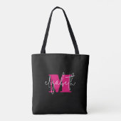 Tote Bag Monogramme moderne Nom personnalisé (Dos)