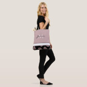 Tote Bag Monogramme Moderne Rose Pâle Feuille Tropicale (Sur le modèle)