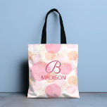 Tote Bag Monogramme moderne rose Parties scintillant fille<br><div class="desc">Monogram Modern Pink Girly Parties scintillant Sacs fourre-tout personnalisés avec un joli motif à points roses aux accents de parties scintillant dorée personnalisée avec votre monogramme et votre nom. Personnalisez en modifiant le texte dans les zones de texte fournies.</div>